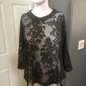 Beautiful sheer top medium , great with a cami or bralette .NWOT